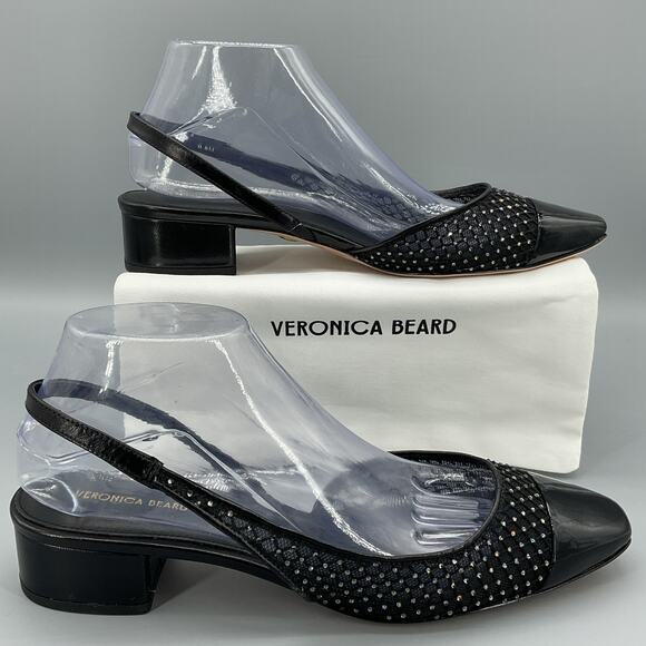 NEW Veronica Beard Women’s Cecile Slingback Flats Black Size 9.5M - Picture 1 of 10